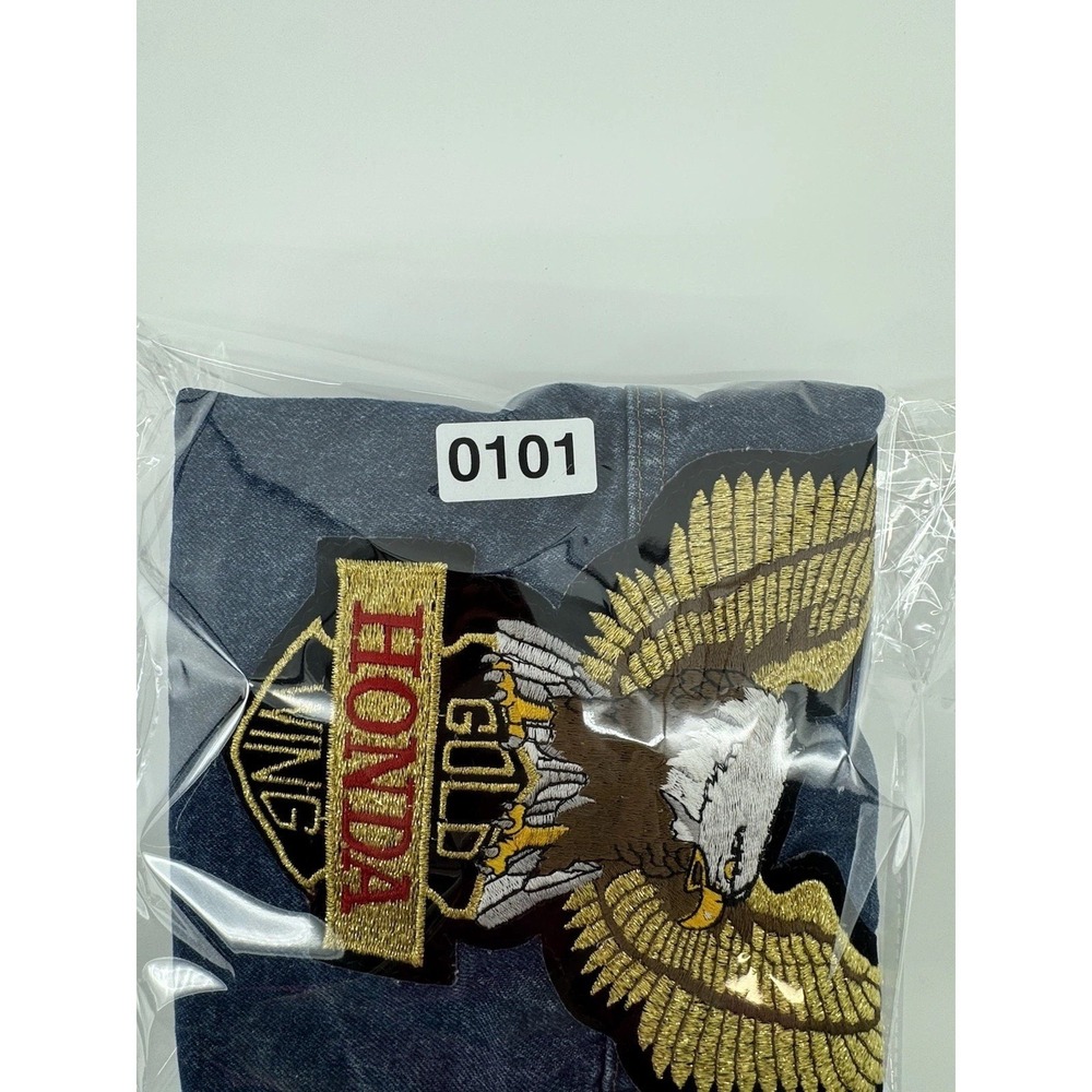 Levi'S Cropped Blue Denim Vest, Raw Hem, Chest Pockets, Honda Gold Wing Patch - Picture 13 of 13